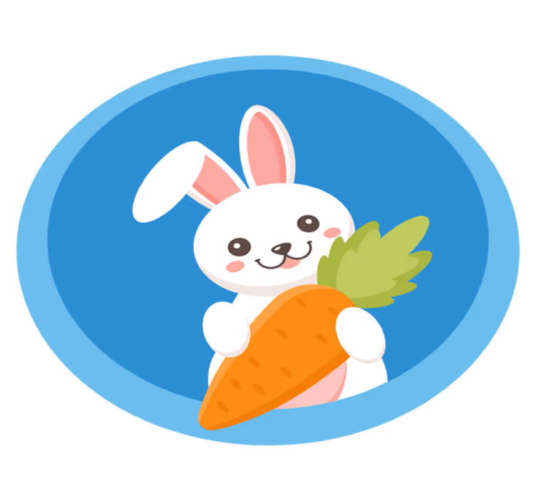 Covor vinil animal iepuraș fericit cu morcov - TenStickers