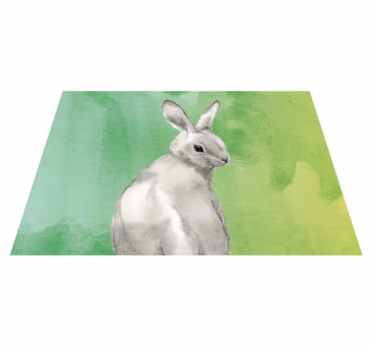 Iepure pe fundal verde covor animal - TenStickers