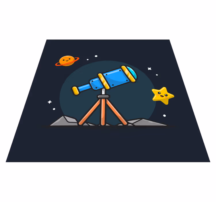 știință telescop desen animat spațiu stea vinil covor - TenStickers