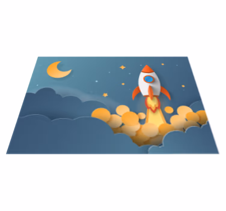 Desen animat lansând racheta covorului stea spațială - TenStickers