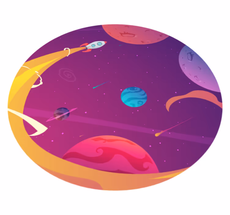 Covor de vinil stele călătoria cu o rachetă cosmică - TenStickers