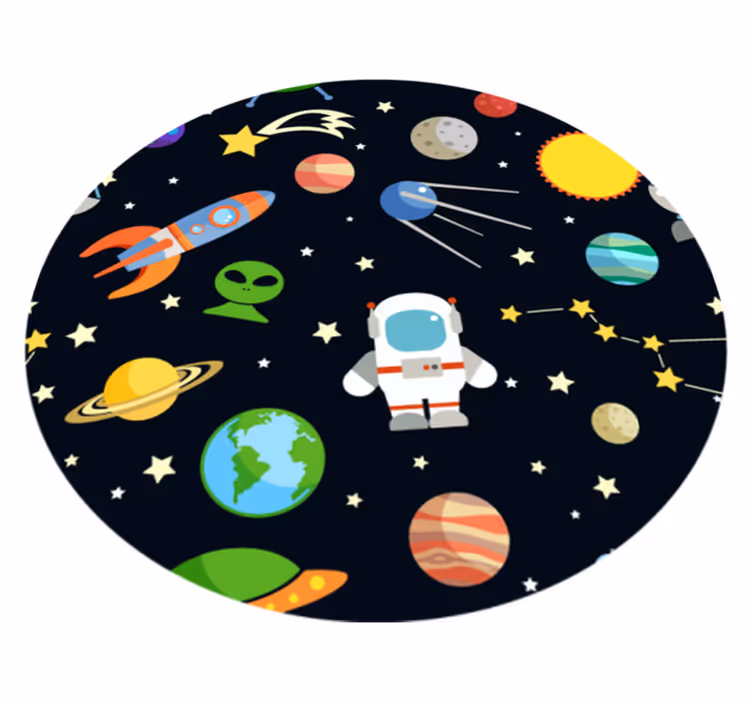 Desene animate diferite simboluri astronave covor stea - TenStickers