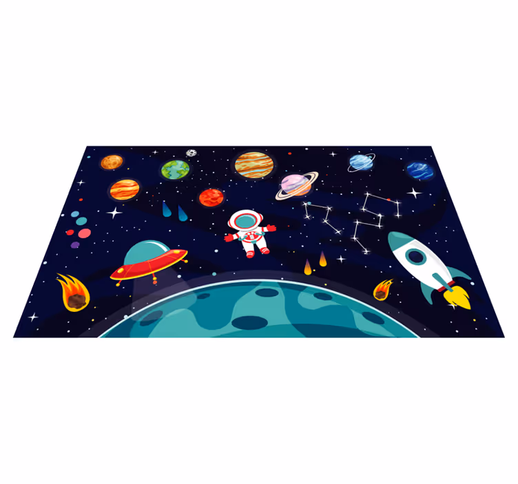 Desen animat jumătate planetă cu covor de planete diferite - TenStickers