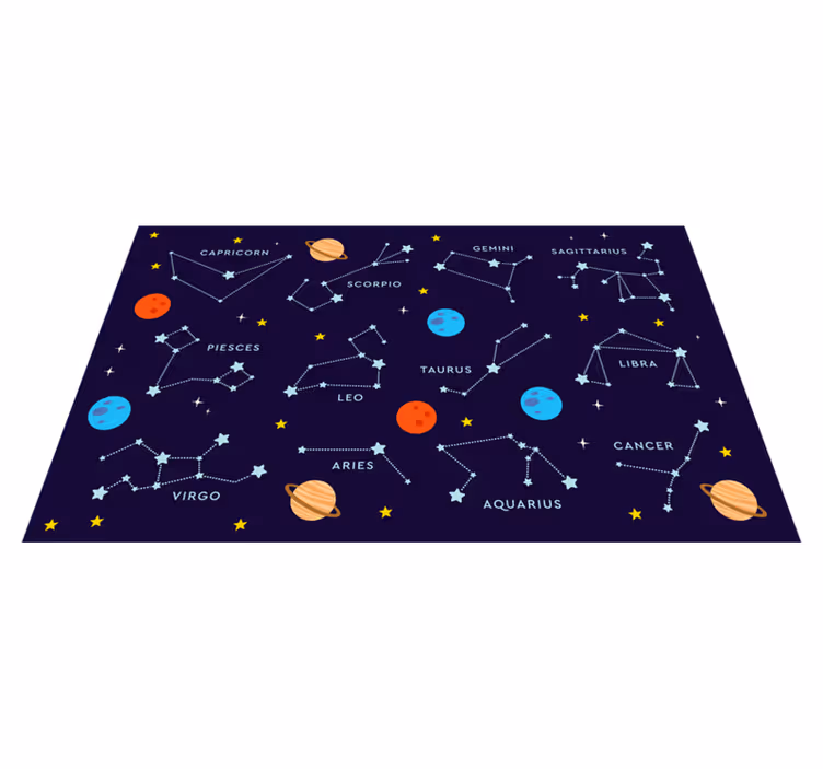 Semnele zodiacale explicate în covorul cu stele din desene animat - TenStickers