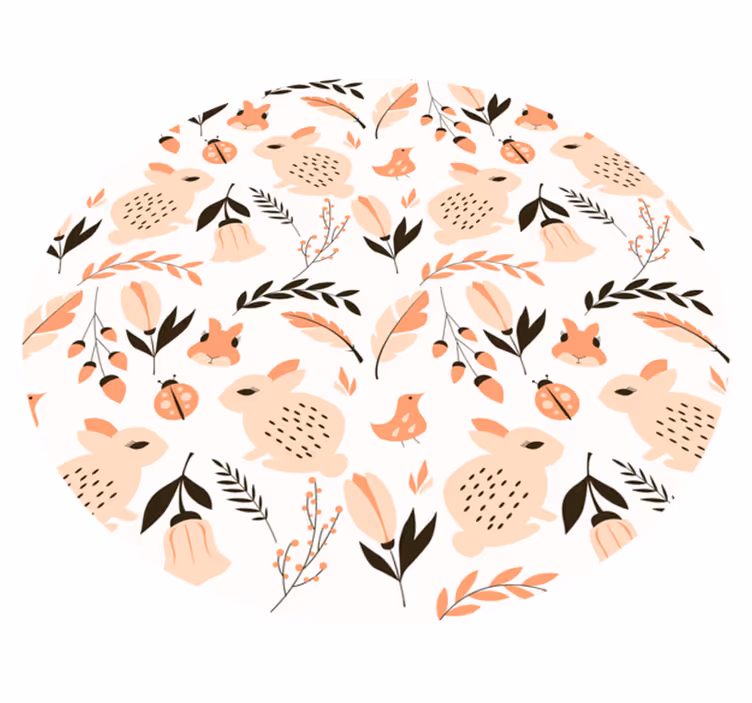 Covor de vinil pentru copii floral blând de iepuraș - TenStickers