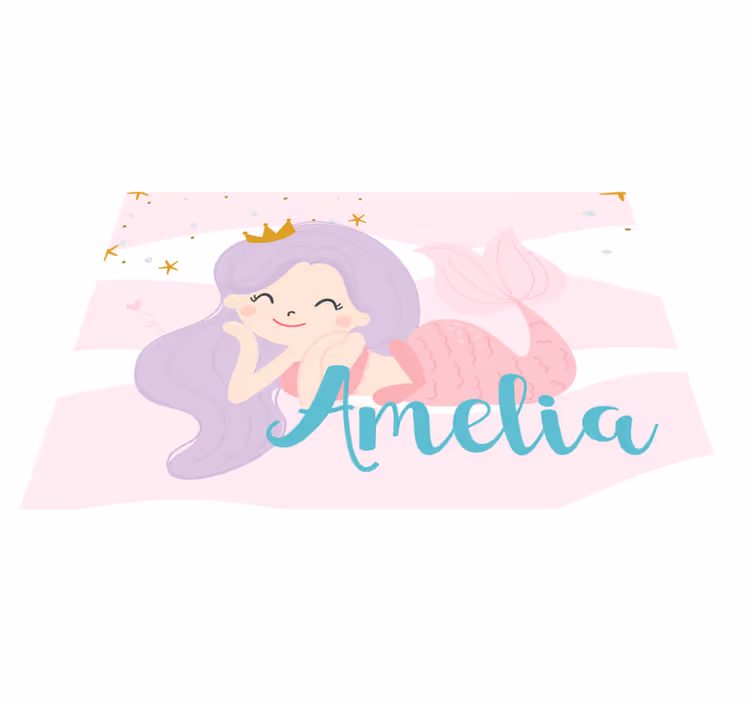 Alții covor de vinil prințesă sirenă cu nume - TenStickers