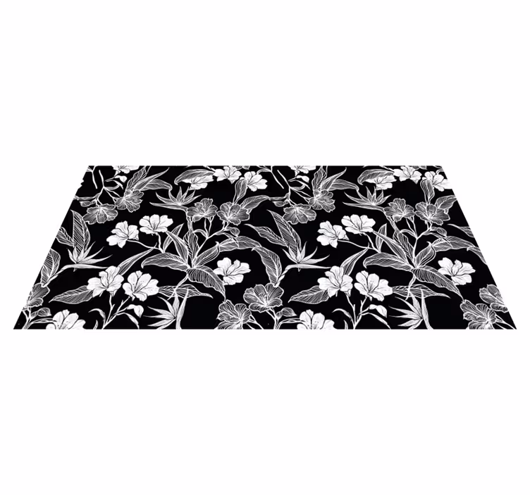 Covor vinil flori și plante eleganță alb-negru - TenStickers
