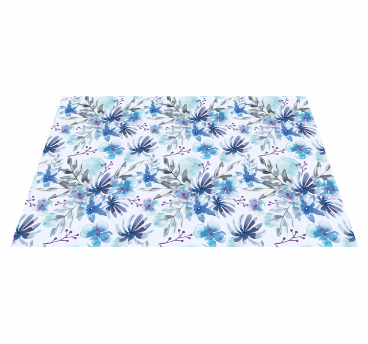 Covor vinil flori și plante motiv elegant albastru - TenStickers