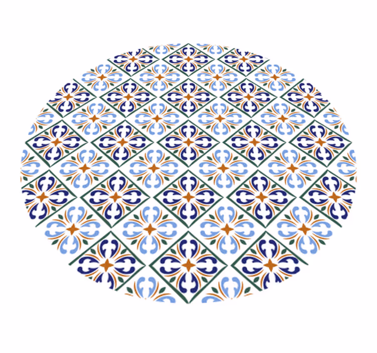 Covor vinil efect de țiglă nuanțe geometrice de albastru - TenStickers
