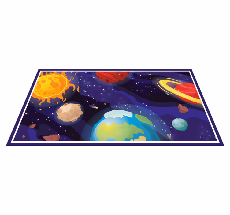 Spațiu de desene animate cu covor de stea de pământ din vinil - TenStickers
