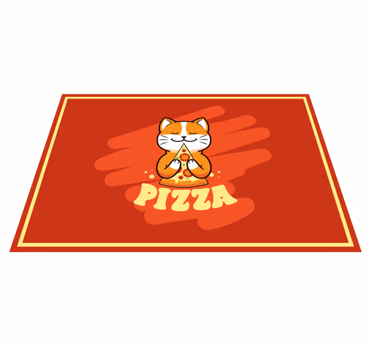 Covor de vinil pentru bucătărie pisică drăguță cu pizza - TenStickers