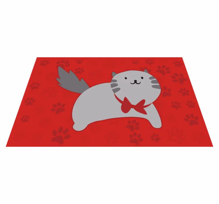 Covor vinil animal ilustrație veselă a pisicii - TenStickers