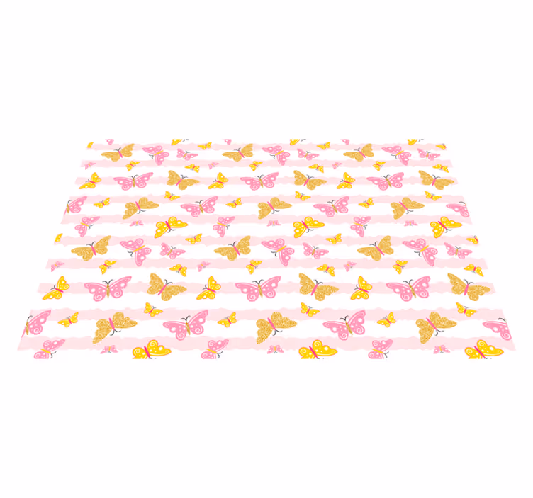 Covor dragut dormitor fluturi roz - TenStickers