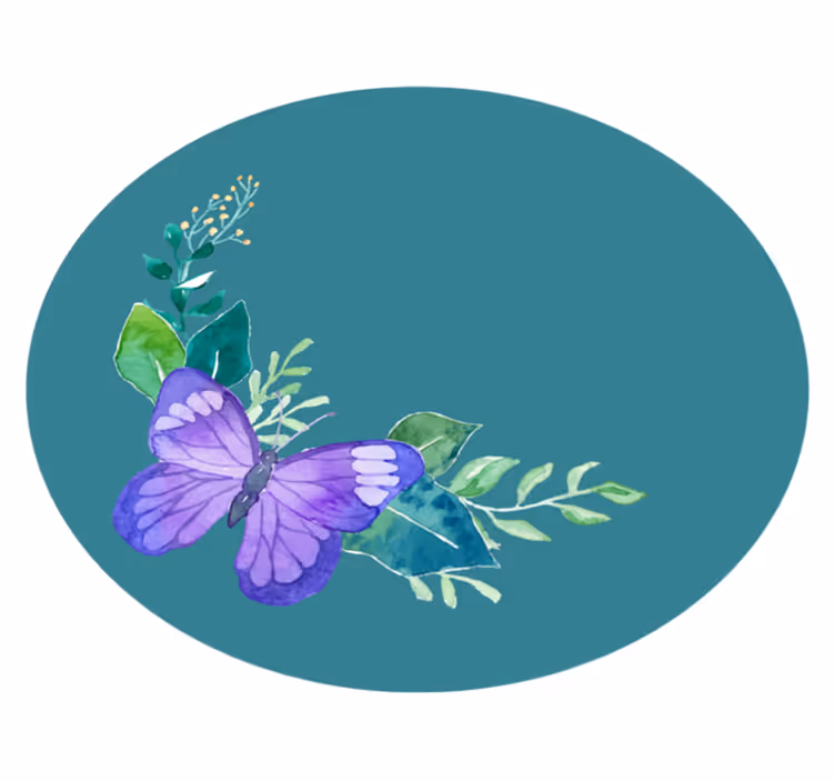 Covor vinil flori și plante motiv botanic fluture - TenStickers