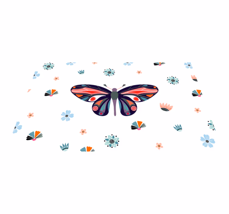 Covor vinil animal ilustrație vibrantă a fluturilor - TenStickers