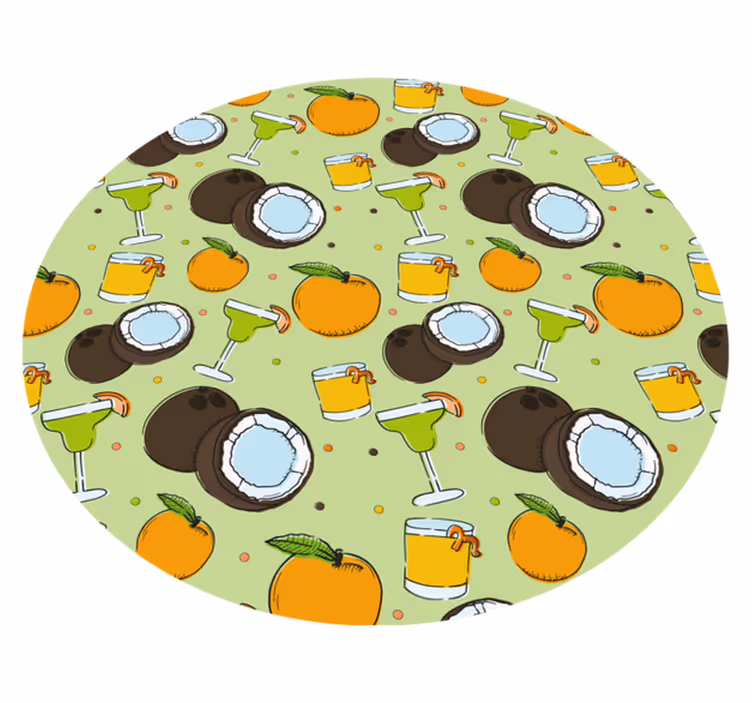 Covoruri vinil rotund distracție cu cocktail de cocos - TenStickers