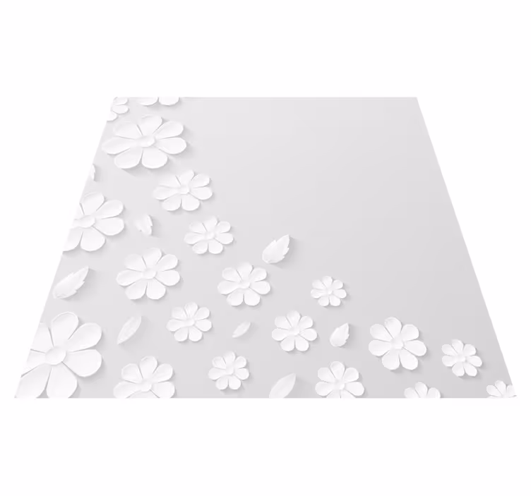 Covor vinil flori și plante model floral alb - TenStickers