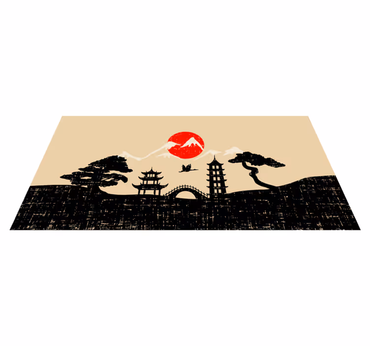 Covor vinil dormitor peisaj japonez - TenStickers