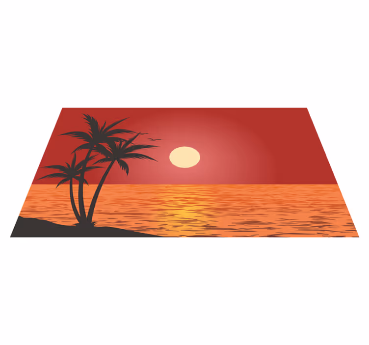 Covor vinil cu aspect de natura peisaj tropical la apus - TenStickers