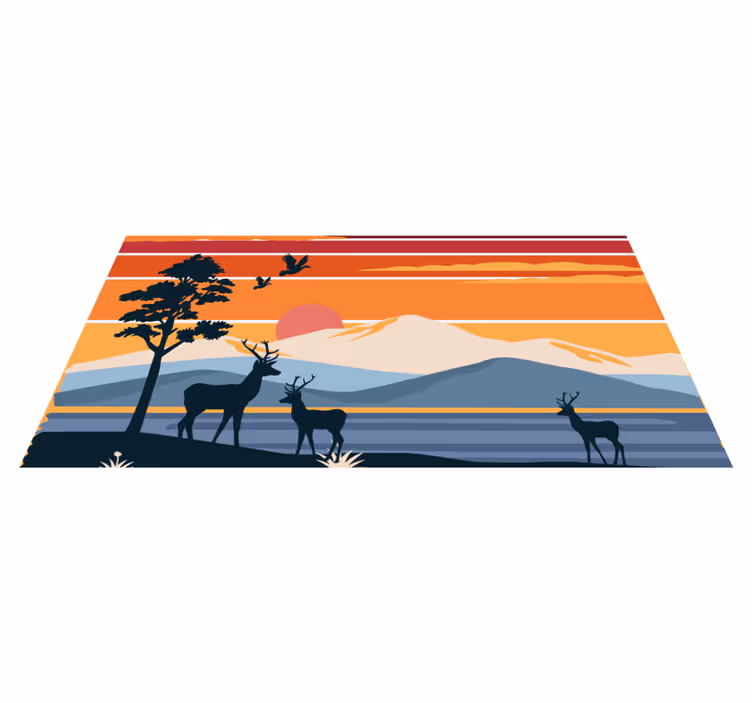 Covor vinil cu aspect de natura peisaj sălbatic la apus - TenStickers