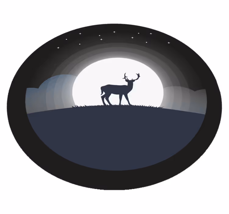 Covoruri vinil rotund cerb sub lună - TenStickers