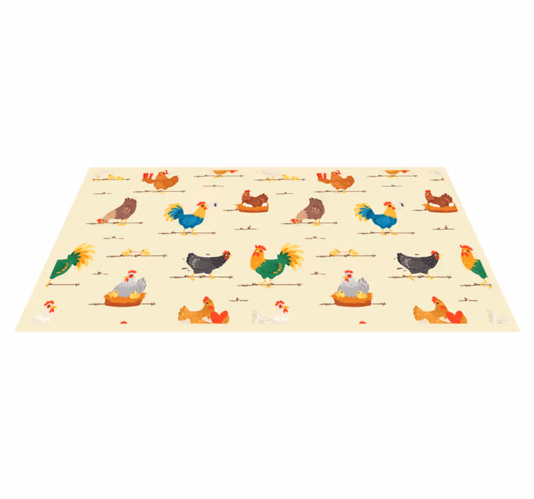Covor vinil animal modele colorate de pui - TenStickers