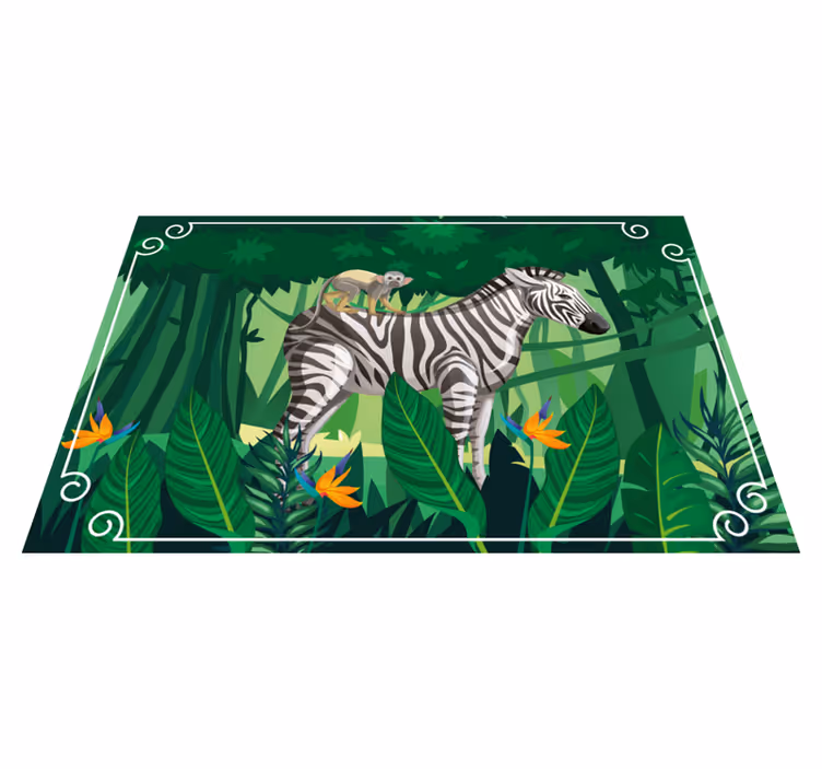 Covor vinil animal zebră și maimuță - TenStickers