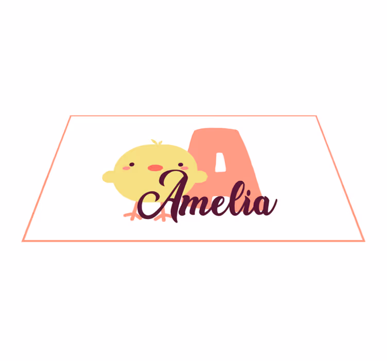 Covor de vinil pepiniere pui cu nume și inițială - TenStickers