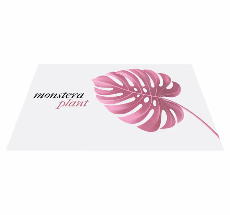 Covor vinil flori și plante plantă monstera roz - TenStickers