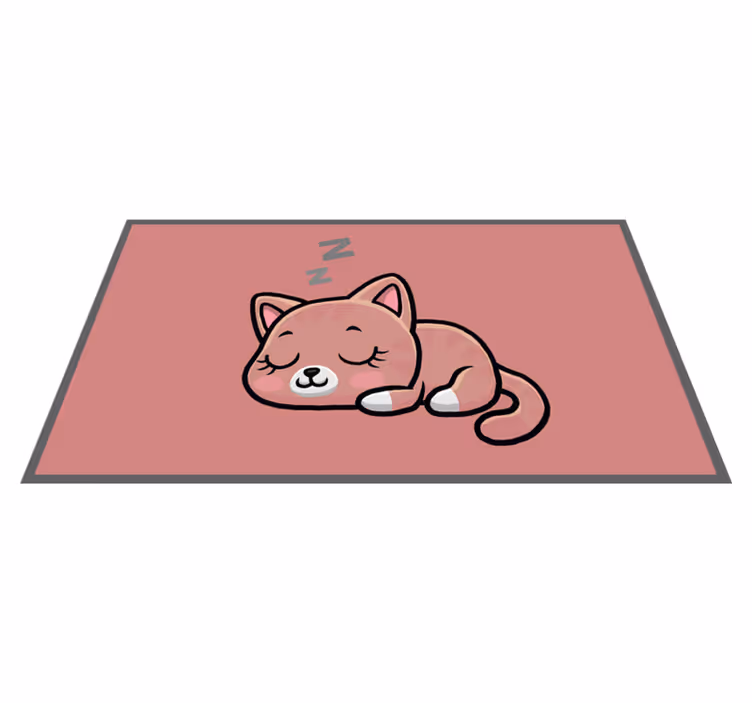 Pisică drăguță dormind covor de desene animate animale - TenStickers