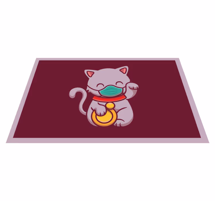 Covor vinil animal pisică purtând mască - TenStickers