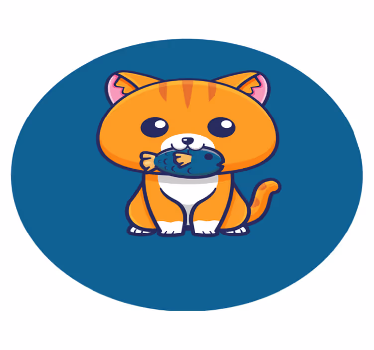 Covor vinil animal cerc felin de desene animate - TenStickers