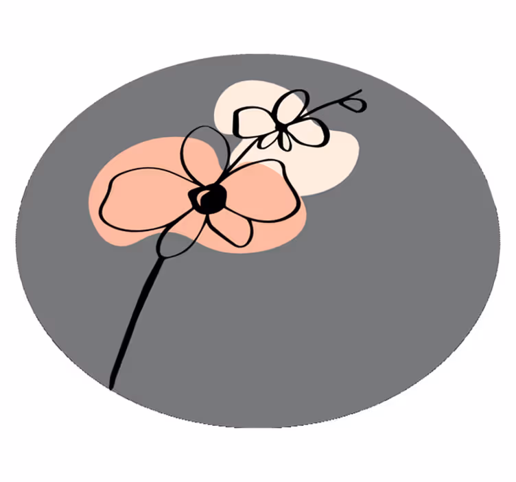 Covor vinil flori și plante design minimalist elegant gri - TenStickers