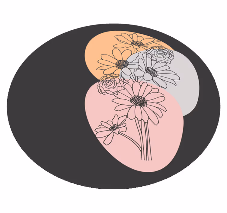 Covor vinil flori și plante compoziția cercului - TenStickers