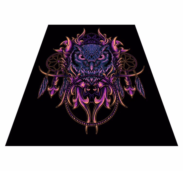 Covor vinil animal artă cu prinzător de vise cu bufniță - TenStickers
