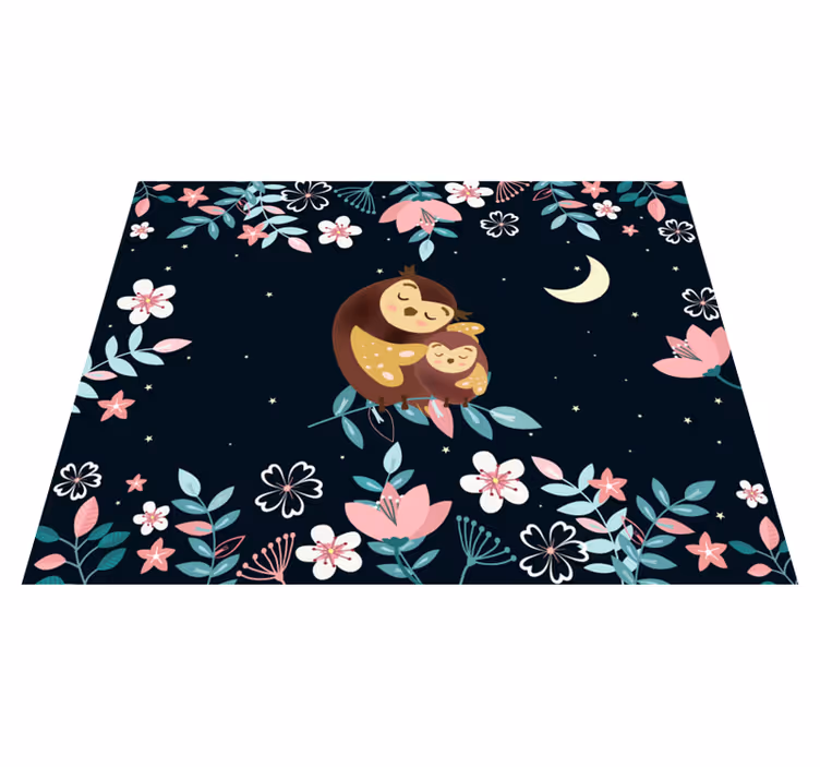 Covor vinil animal iubire de mamă bufniță - TenStickers