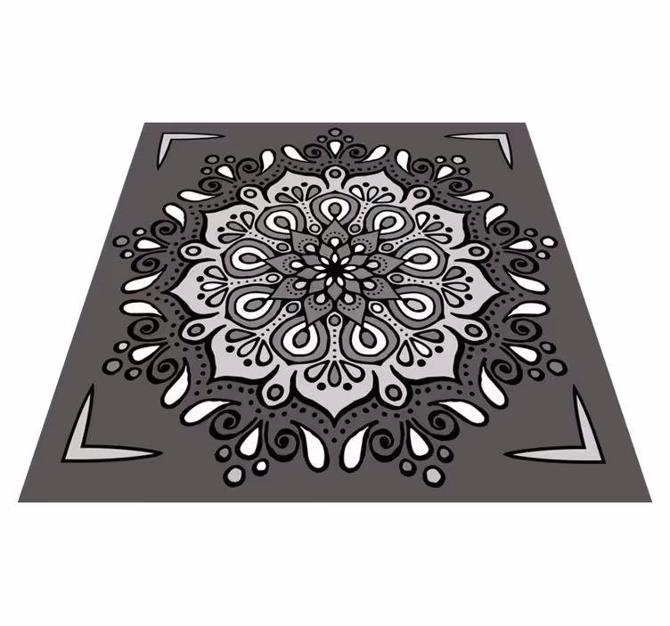 Covor vinil mandala motiv elegant pe gri - TenStickers