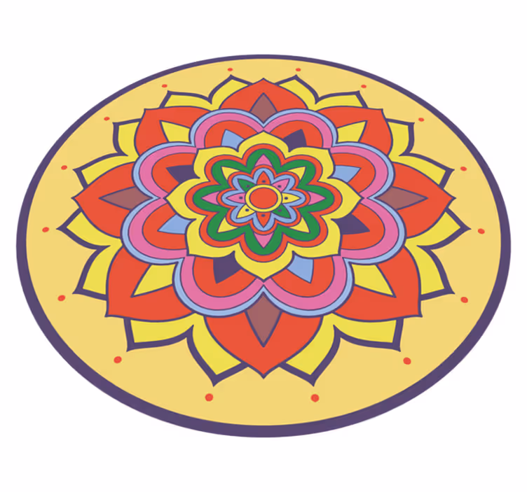 Covor vinil mandala floare mare colorată - TenStickers