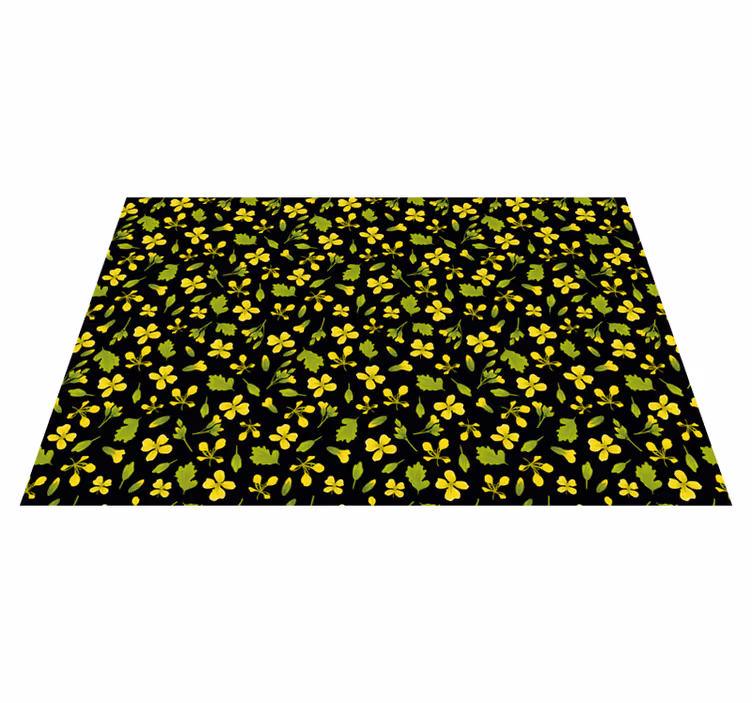 Fundal negru cu covor galben floral - TenStickers