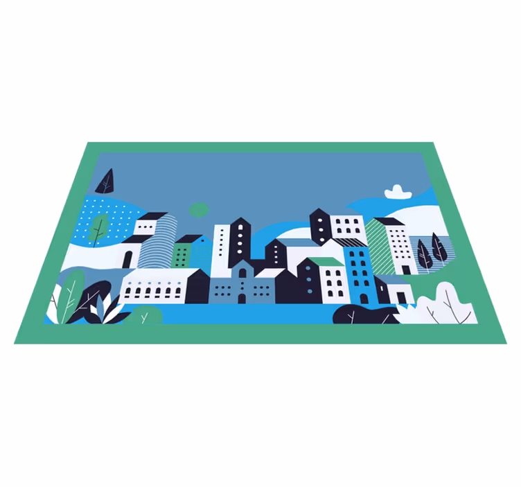 Alții covor de vinil peisaj urban albastru - TenStickers