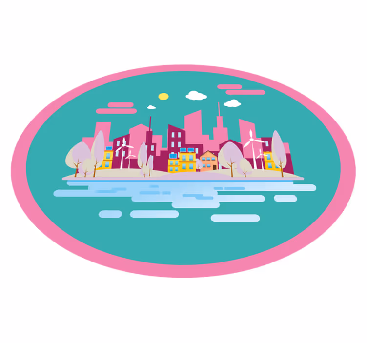 Alții covor de vinil peisaj urban colorat - TenStickers