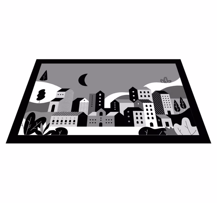 Covor vinil modern peisaj urban alb-negru - TenStickers