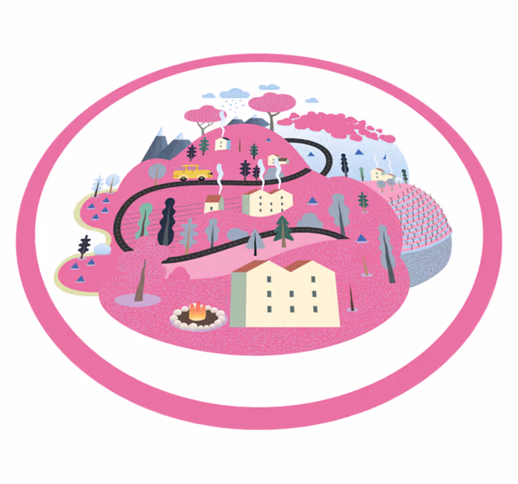 Covor de vinil drumuri peisaj sat colorat - TenStickers
