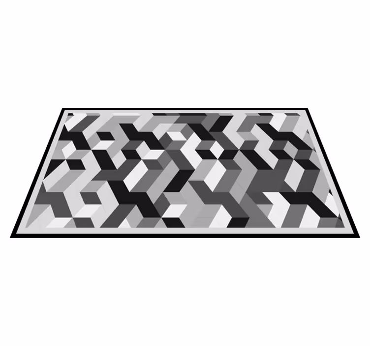 Covor geometric modern cu cuburi 3d gri - TenStickers