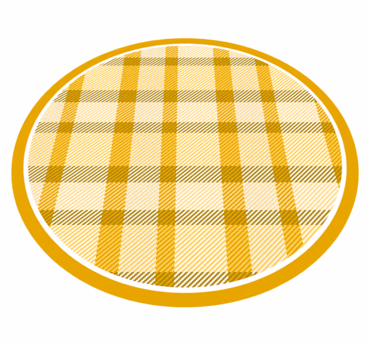 Covoruri vinil rotund imprimeu în carouri galben - TenStickers