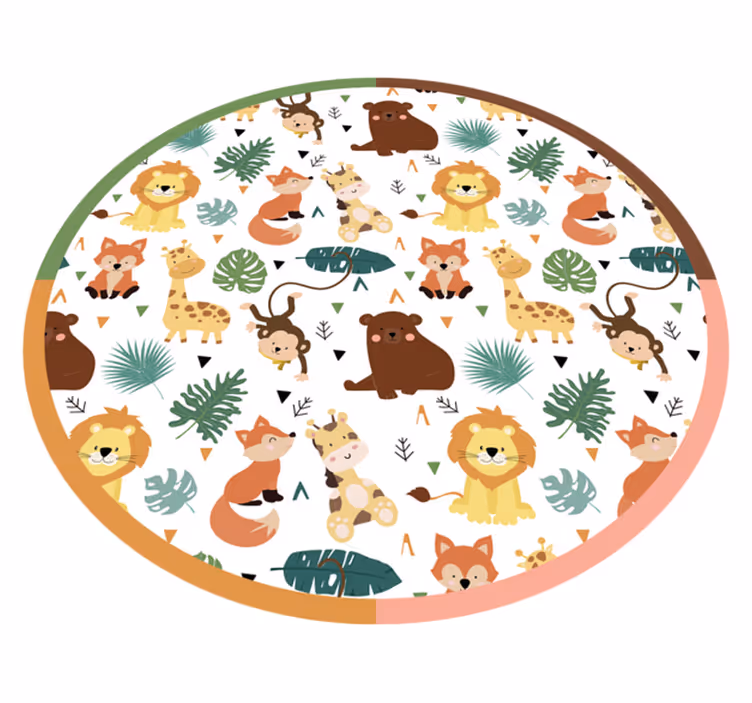 Covor vinil animal prieteni colorați din junglă - TenStickers