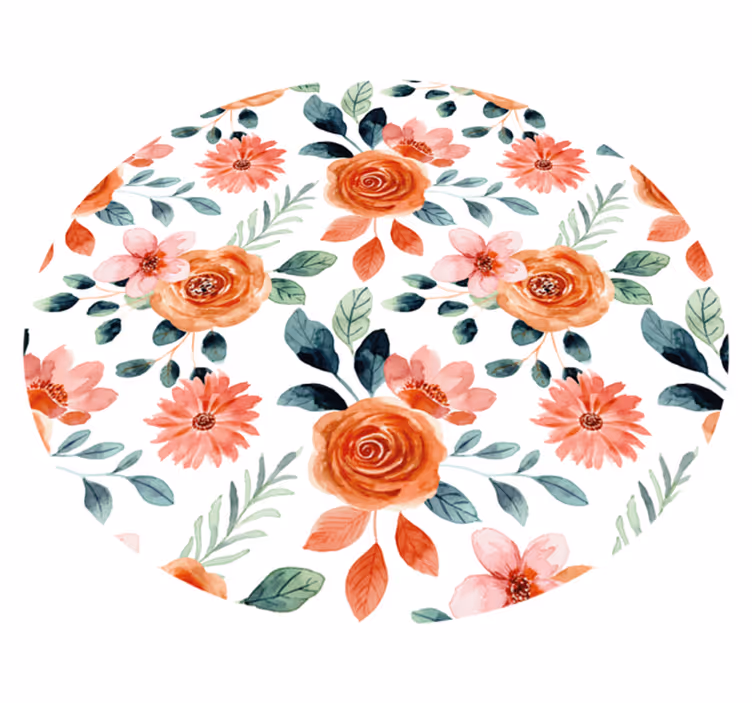 Covor vinil hol intrare cerc de flori florale - TenStickers