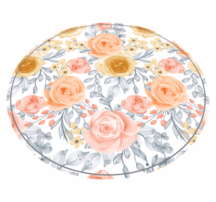 Covoruri vinil rotund motive botanice înfloritoare - TenStickers