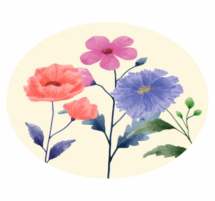Covoruri vinil rotund compoziție florală vibrantă - TenStickers