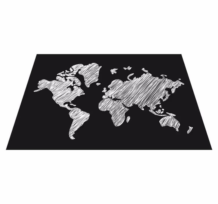 Covor de vinil harta lumii design gri cu tablă - TenStickers